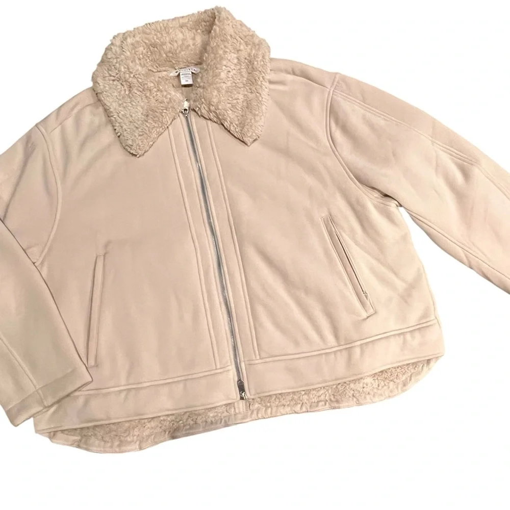 Women's Gray Sherpa Lined Jacket Full Zip Sweatshirt Swing Westbound Fleece